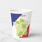 フランスの国旗と地図 紙コップ (正面)