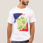 フランスの国旗と地図 Tシャツ (正面)