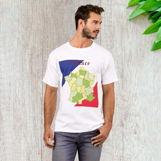 フランスの国旗と地図 Tシャツ