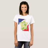 フランスの国旗と地図 Tシャツ (正面フル)
