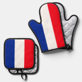 フランスの国旗の愛国色の国際的旅行 鍋つかみ&鍋敷きセット (正面/裏面)