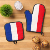 フランスの国旗の愛国色の国際的旅行 鍋つかみ&鍋敷きセット (トップダウン)