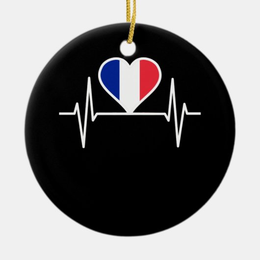 フランスの国旗の鼓動 セラミックオーナメント (正面)