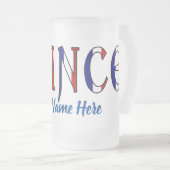 フランスの国旗カラーで名入れした特別なマグカップ フロストグラスビールジョッキ (正面右)