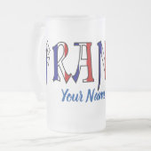 フランスの国旗カラーで名入れした特別なマグカップ フロストグラスビールジョッキ (正面左)