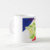 フランスの国旗カラーと地図 コーヒーマグカップ (正面左)
