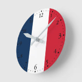 フランスの国旗 ラウンド壁時計 (傾斜)