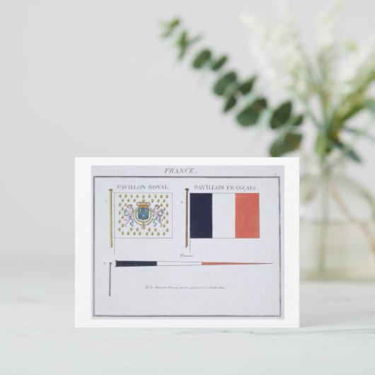 フランスの国旗、1819年頃のフランスの国旗の本より ポストカード (スタンド正面)