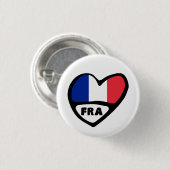 フランスの国番号の旗のハートPinのバッジ、FRA 缶バッジ (正面&裏面)