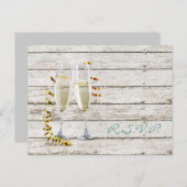 フランスの国白塗り木材シャンパン溝 インビテーションポストカード (正面/裏面)