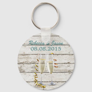 フランスの国白塗り木材シャンパン溝 キーホルダー