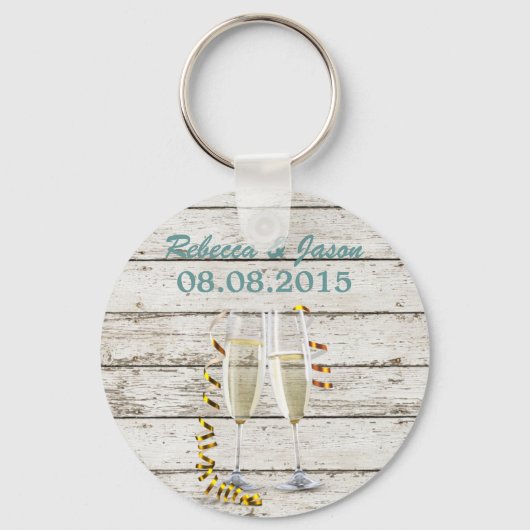 フランスの国白塗り木材シャンパン溝 キーホルダー (正面)