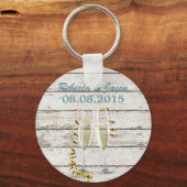 フランスの国白塗り木材シャンパン溝 キーホルダー (正面)