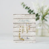 フランスの国白塗り木材シャンパン溝 招待状 (スタンド正面)