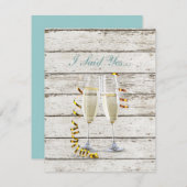 フランスの国白塗り木材シャンパン溝 招待状 (正面/裏面)