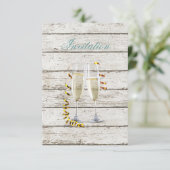 フランスの国白塗り木材シャンパン溝 招待状 (スタンド正面)