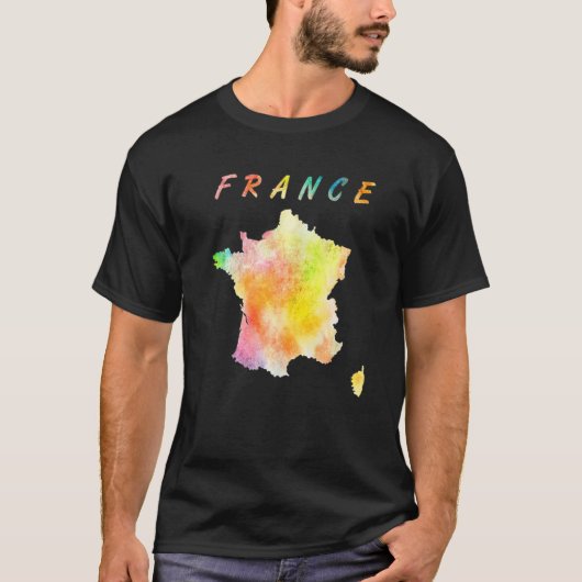 フランスの地フランスの図カラフル水彩画 Tシャツ (正面)
