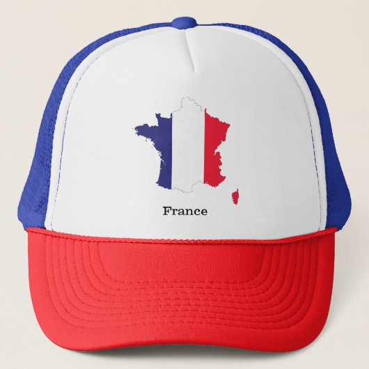 フランスの地図にフランス国旗をあしらったお土産デザイン キャップ (正面)