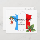 フランスの地図のクリスマスの願いそして装飾 シーズンポストカード (正面/裏面)