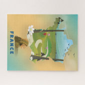 フランスの地図ヴィンテージ旅行ポスター ジグソーパズル (横)