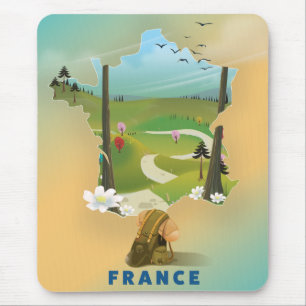 フランスの地図ヴィンテージ旅行ポスター マウスパッド