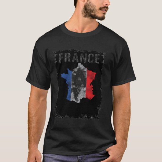 フランスの地図国旗 Tシャツ (正面)