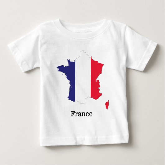 フランスの地図土産デザイン ベビーTシャツ (正面)
