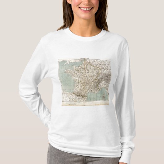 フランスの地図書の地図 Tシャツ (正面)