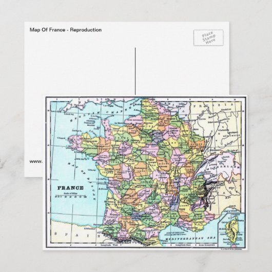 フランスの地図 – はがき (正面/裏面)