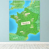 フランスの地図 キャンバスプリント (インサイチュ (ウッドフロア))