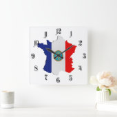 フランスの地図 スクエア壁時計 (ホーム)