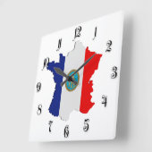 フランスの地図 スクエア壁時計 (傾斜)