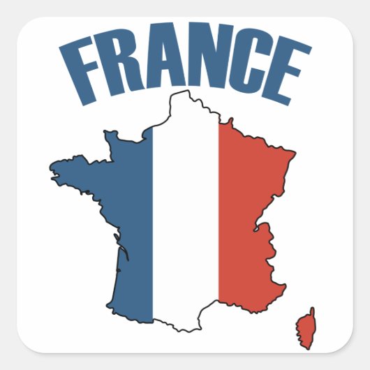フランスの地図 – フランスの国旗 スクエアシール (正面)