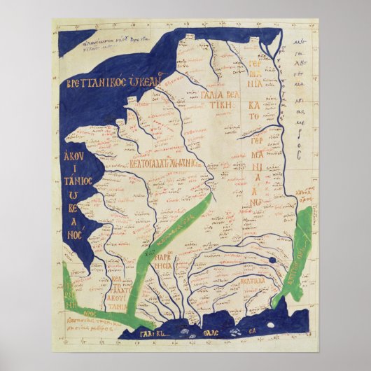 フランスの地図，「地理学」から ポスター (正面)