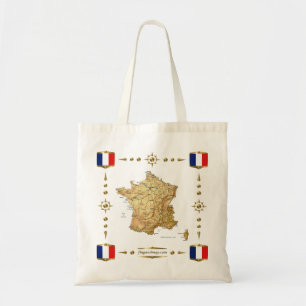 フランスの地図 + 旗のバッグ トートバッグ