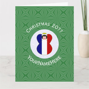 フランスの天使のクリスマスフラグ - オーダーメイド カード