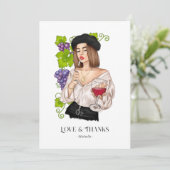 フランスの女の子のワインチェック サンキューカード (スタンド正面)