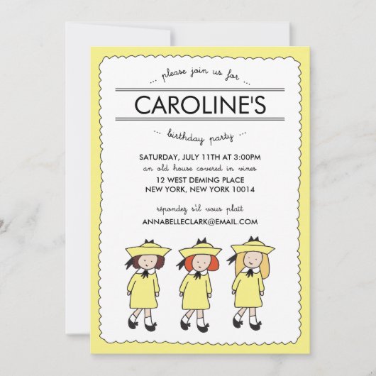 フランスの女の子 | 誕生日招待状 招待状 (正面)