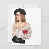 フランスの少女 ワインチェック ウェディング 出欠カード (裏面)