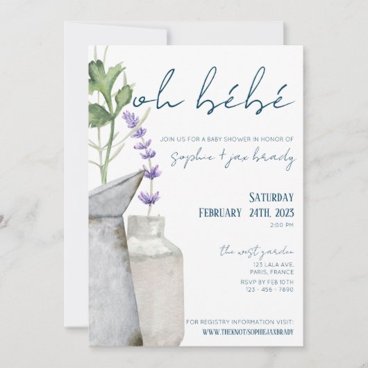 フランスの市場 – 花 – 赤ちゃんシャワー招待状 招待状 (正面)