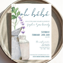 フランスの市場 – 花 – 赤ちゃんシャワー招待状 招待状