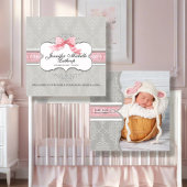 フランスの弓のダマスク・スワール・ガール 誕生発表 案内状