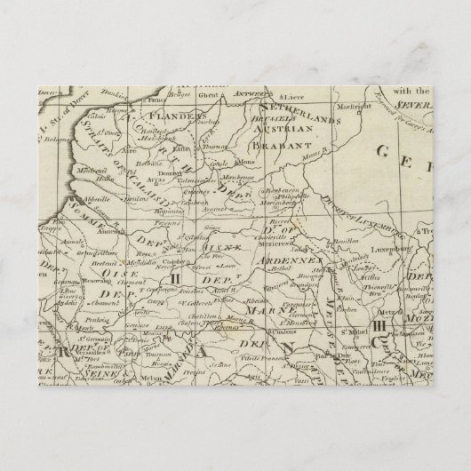 フランスの戦地地図 ポストカード (正面)