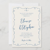 フランスの手描きウィットに富んだ落書きフレーム ウェディング 招待状 (正面)