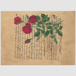 フランスの手書きと赤いバラシリーズ デザイン1 薄葉紙