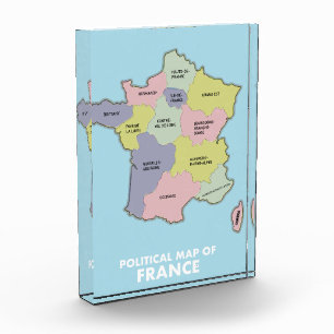 フランスの政治地図 ポストカード フォトブロック