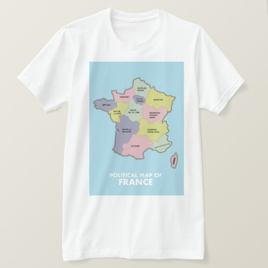 フランスの政治地図 Tシャツ (デザイン正面)