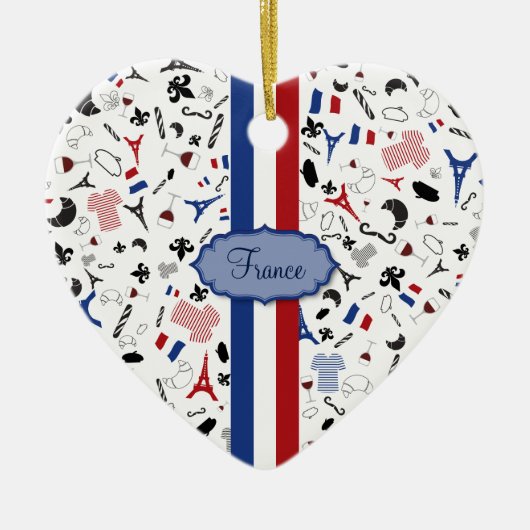 フランスの旗が付いているフランスのなアイコン セラミックオーナメント (正面)