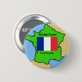 フランスの旗そして地図 缶バッジ (正面&裏面)