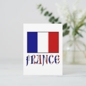 フランスの旗とカラフルな国名 ポストカード (スタンド正面)